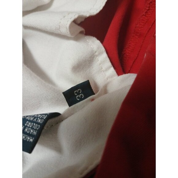 Polo Ralph Lauren Red Chino Shorts embroidered schnauzer dog print Size 33 - Picture 7 of 12